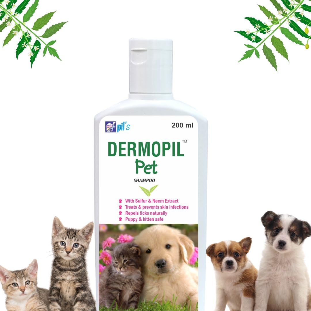 pil Dermopil Puppy & Kitten Pet Shampoo With Sulfur & Neem Extracts|Treats & Prevents Skin Infections|Repels Ticks & Fleas Naturally For Cat And Dogs (200 Milliliter) (B0CM6149KZ) Amazon Price History, Amazon Price Tracker