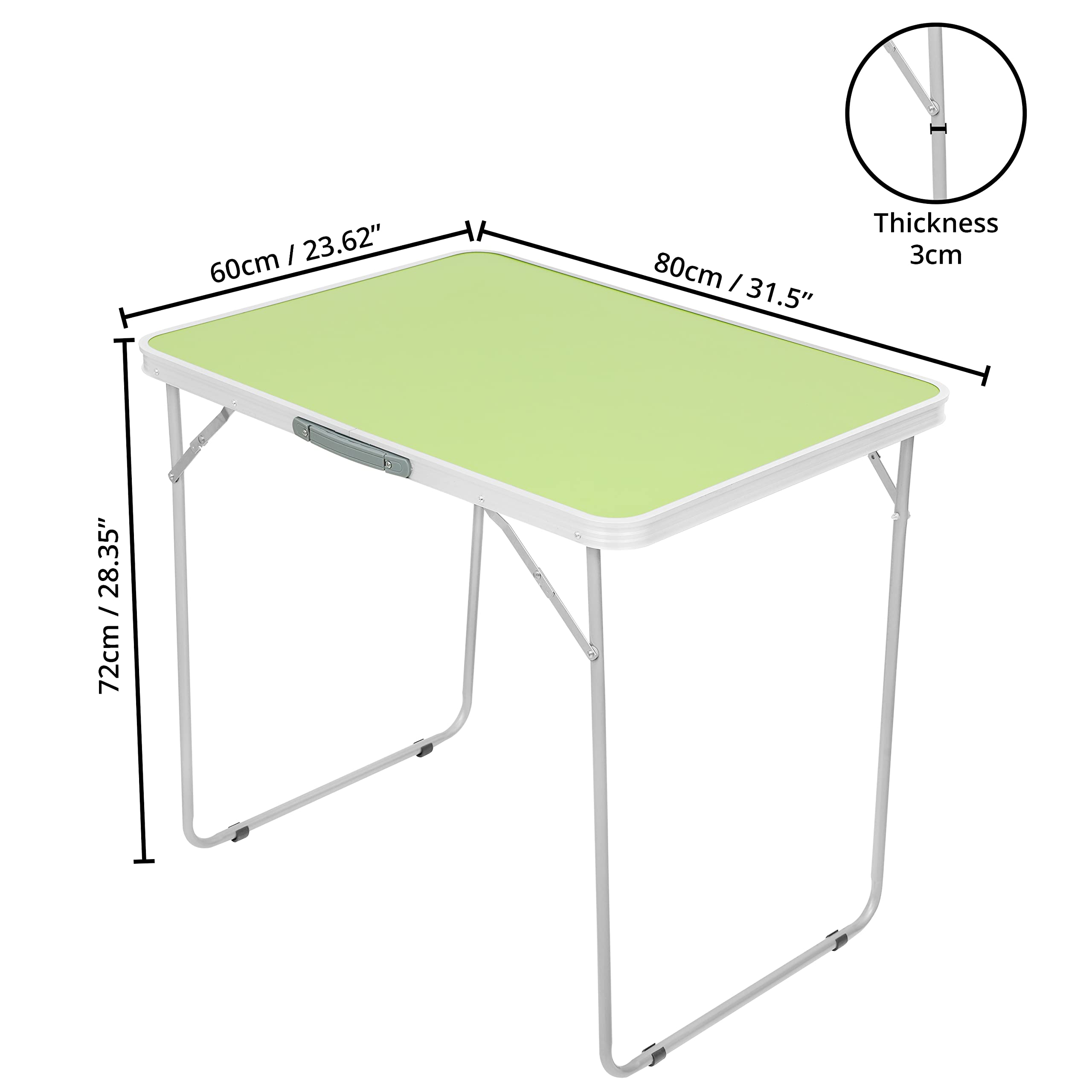 ABOUT SPACE Aluminium Picnic Table Travel Friendly Multipurpose Camping & Hiking Table - Foldable Space Saving Table with Handles & Perfect for Cooking,Indoor & Outdoor (L 80XB 60XH 72 Cm,Green) - Image 2 thumbnail