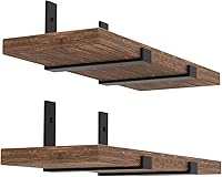 WEKIS Heavy Duty J Shape Floating Shelf Brackets 10-Inch 4-Pack, Black Coated Metal 160lb Capacity Wall Supports