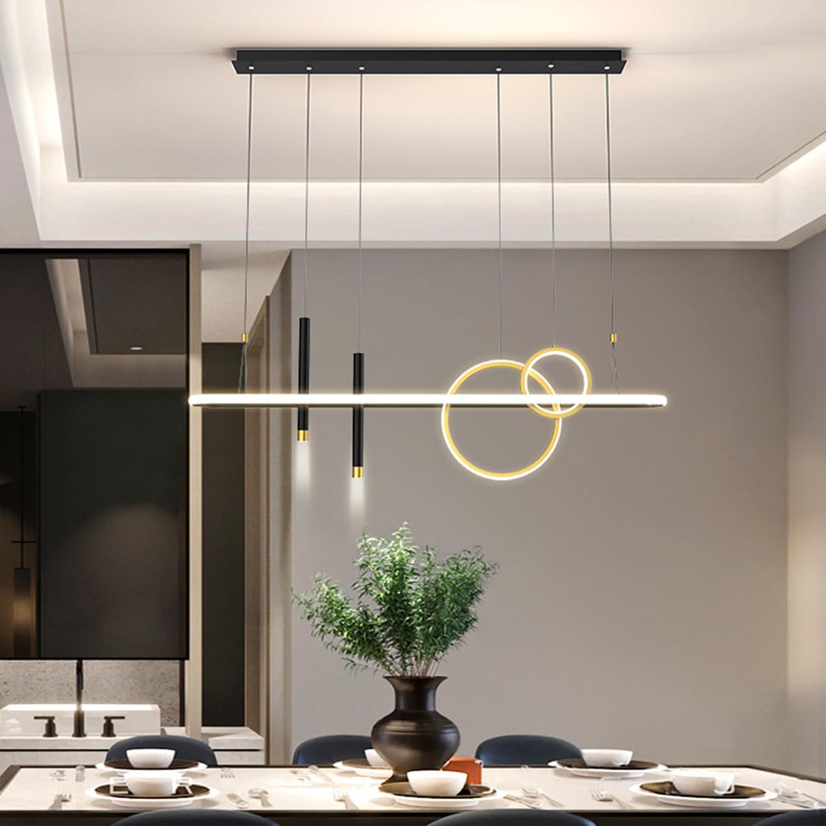 Lampara Araña LED Lampara Colgante Sombrero Lámina Dorada Araña Creativo Lámpara Sala De Estar Moderna Altura Ajustable Cocina Comedor Dormitorio Accesorio De Lamparas De Estudio