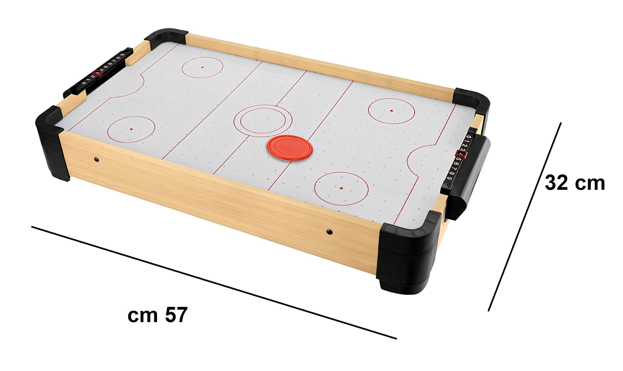 Hockey da Tavolo ad Aria in Legno Grande Bambini Adulti Gioco Hockey Flipper ad Aria con 2 Manopole 2 Dischi Inclusi Completo di Segnapunti Integrato Biliardo Hockey Biliardino Hockey Aria Arcade