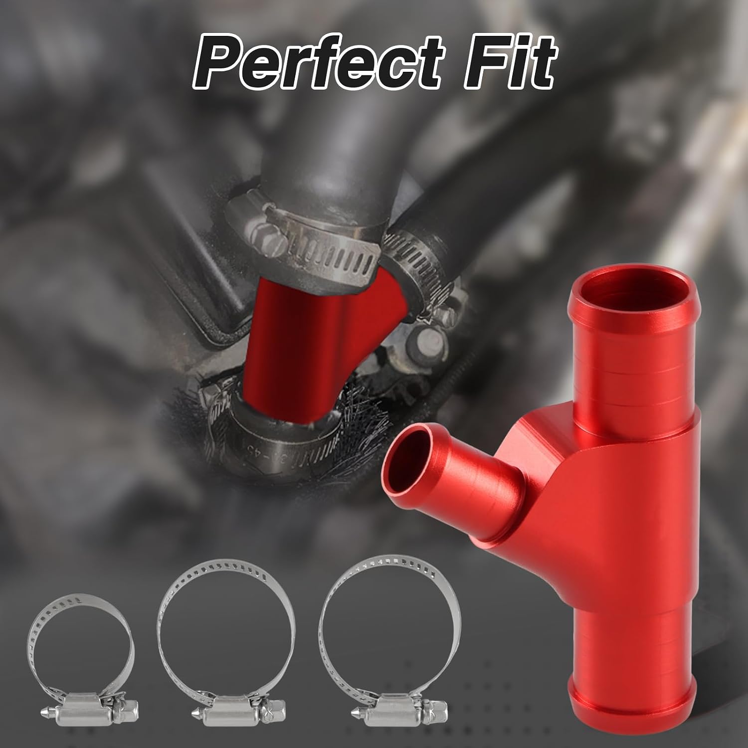 Weldless Aluminum Radiator Coolant Y-Pipe, Coolant Hose Connector Pipe Compatible with Ford F-250 F-350 F-450 F-550 Super Duty 6.0L Powerstroke Diesel Engine 2003 2004 2005 2006 2007