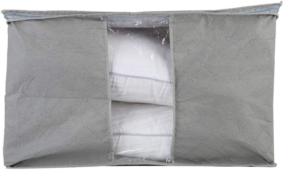 Yosoo Bamboo Carbon Fibre Storage Bag with Zipper, Large, Durable, Foldable, for Clothes / Quilts / Cushions, Grey, 1 piece - Image 3