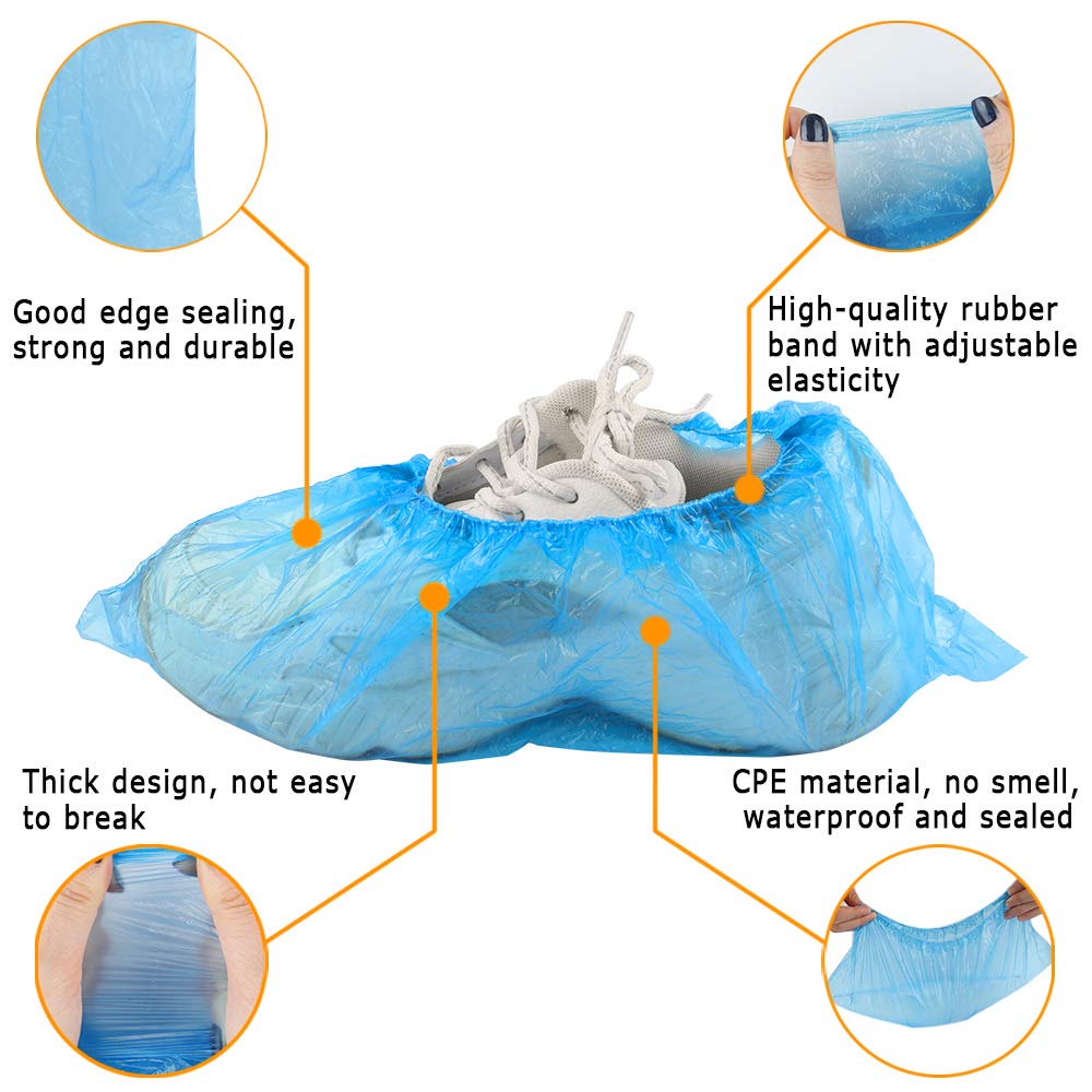 Copriscarpe usa e getta 200 pz in plastica blu resistente alla polvere