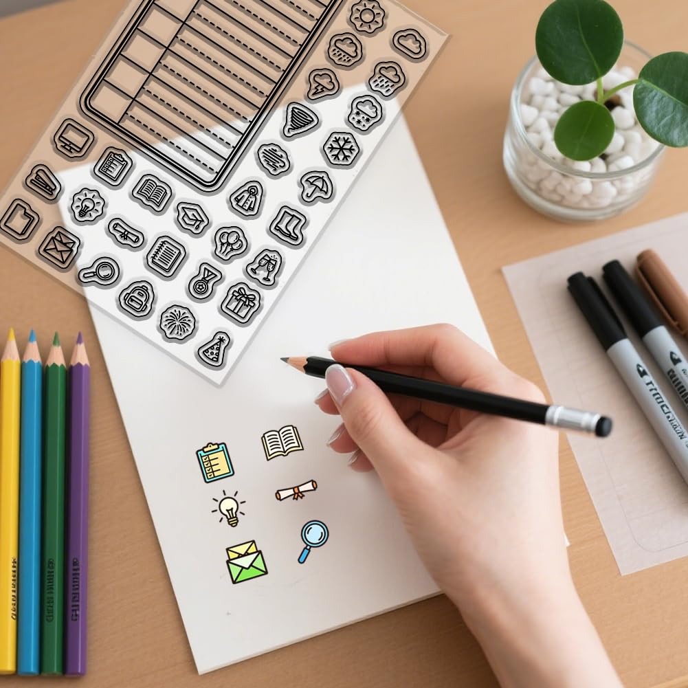 Timbri trasparenti semplici per tutti i giorni, icone meteorologiche, in silicone, timbri trasparenti per fai da te, scrapbooking e creazione di biglietti, decorazioni artigianali con carta