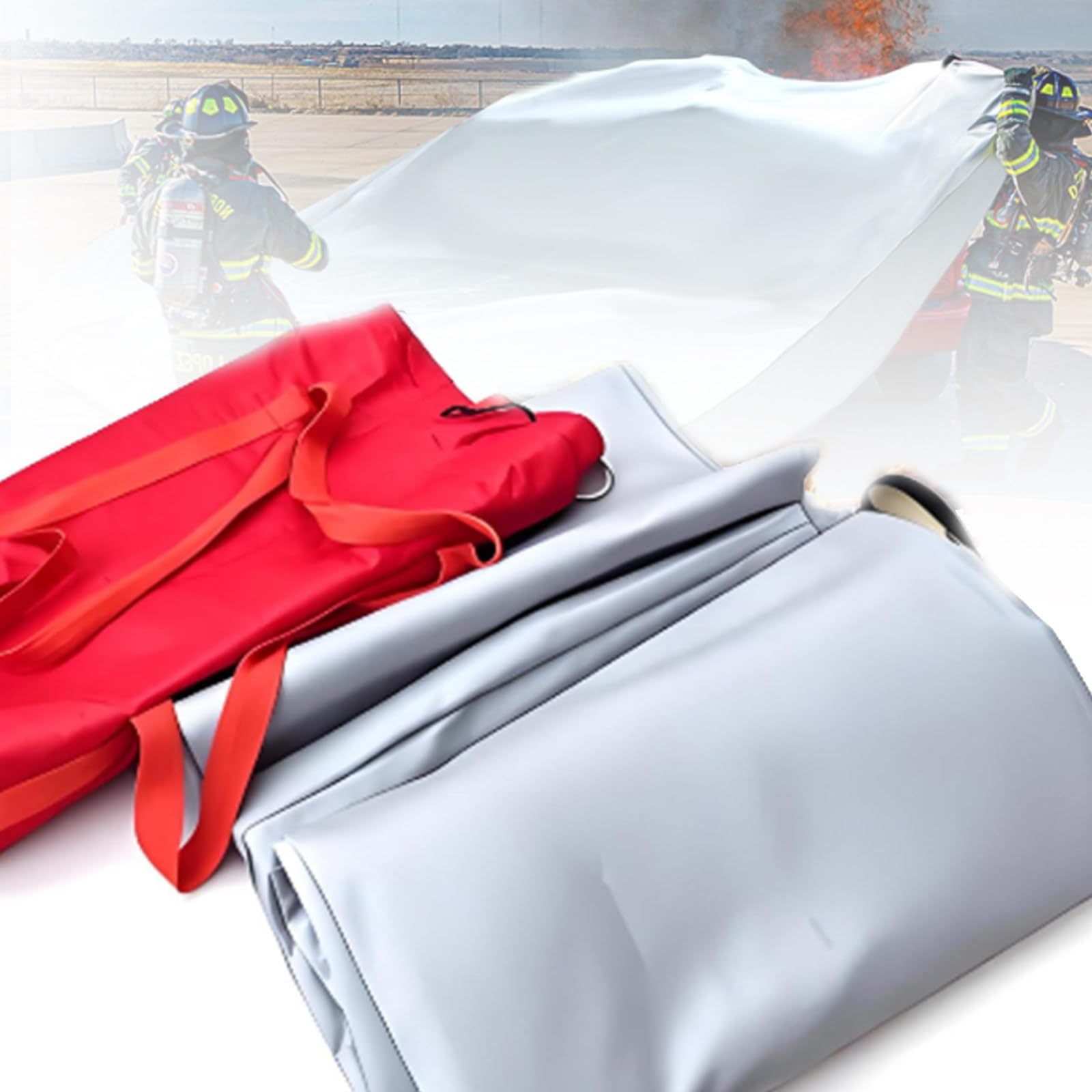 ZyKnaurral Vehicles Fire Blanket, Rapid-Deployment Fire-Retardant Blanket, Fiberglass Silicone Coated Emergency Fire Blanket for Home, Office, and Warehouses, 1100℃ Melting Point 4 * 6m/13.1 * 19.7ft