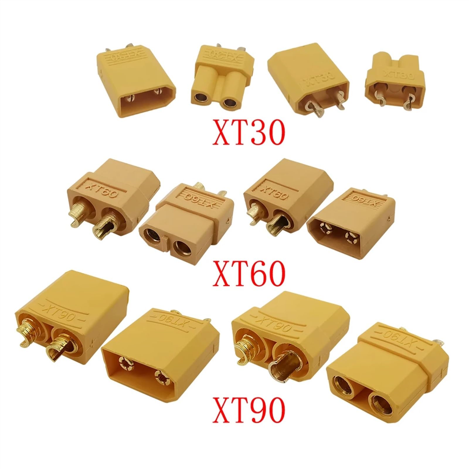 Złącze XT XT30 XT60 XT60E1 XT60H XT60E XT60EW XT60W XT90, EC5 wtyk typu T, żeński, wtyki akumulatora, 20 sztuk (10 par XT90)