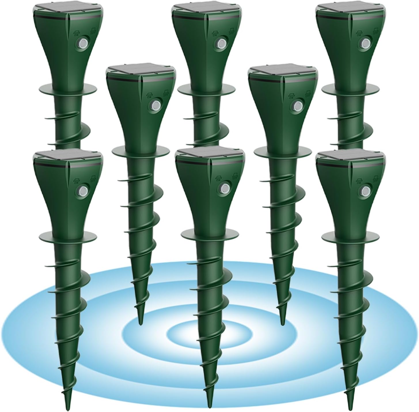 8 Pack Solar Ultrasonic Mole Repellent Stakes for Lawn & Garden, IP65 Waterproof Animal Deterrent for Gophers, Voles, Rats, Squirrels, Moles – Safe for Kids and Pets