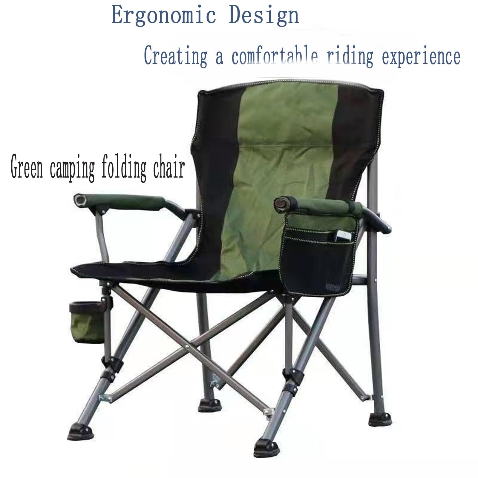 Chaise de Camping Pliable Surdimensionnée Portable avec Porte Gobelets et Accoudoirs Cadre Stable pour Extérieur Intérieur Camping Pêche Couleur Noir Gris B