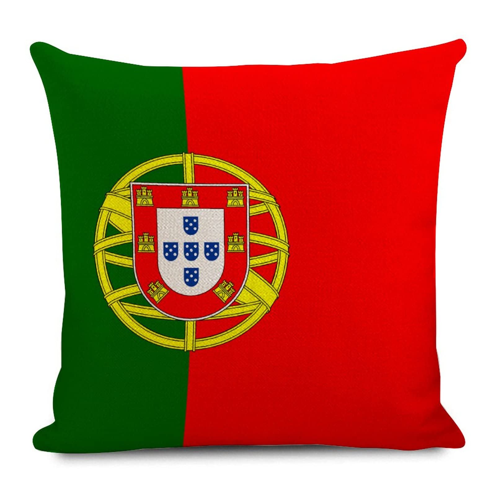 Portugal Cushion Cover 18x18in Popular Countries National Flags Cotton Linen Cushion Sham Rustic Popular Countries National Flags Lumbar Pillow Shams for Lounge Chair Sofa Bedroom