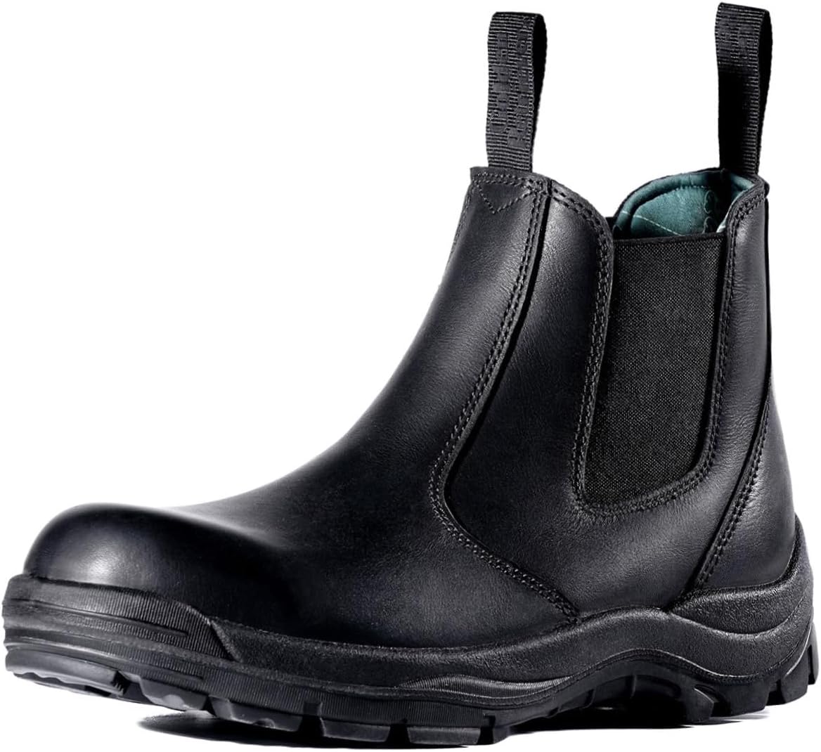 Golden Retriever Slip On Men's Work Boots, Steel Toe Full Grain Leather Satefy Boots, Slip & Oil-Resistant, Lightweight Comfortable, ASTM F2413-18 G6455 G6555