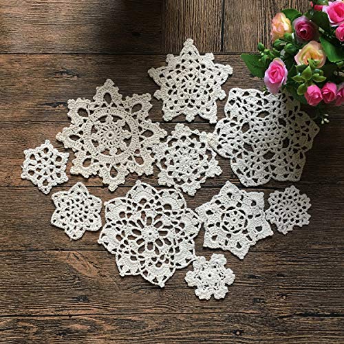 Napperons en dentelle ronds 24 pièces coton beige pour déco de table - 4