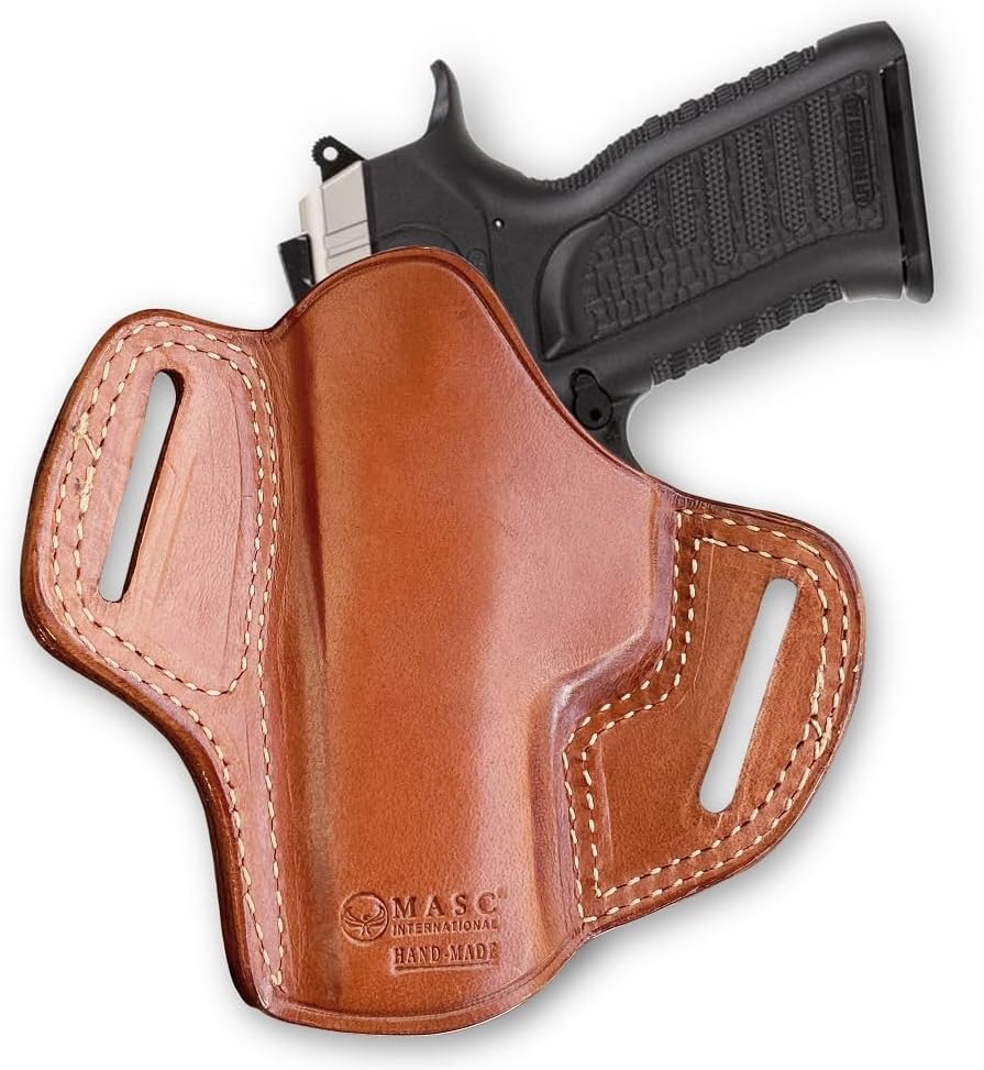 Premium The Ultimate Leather OWB Pancake Holster Open Top Fits, Eaa Witness Polymer Carry - 9mm 3.6" BBL, Left Hand Draw, Brown Color #8093#