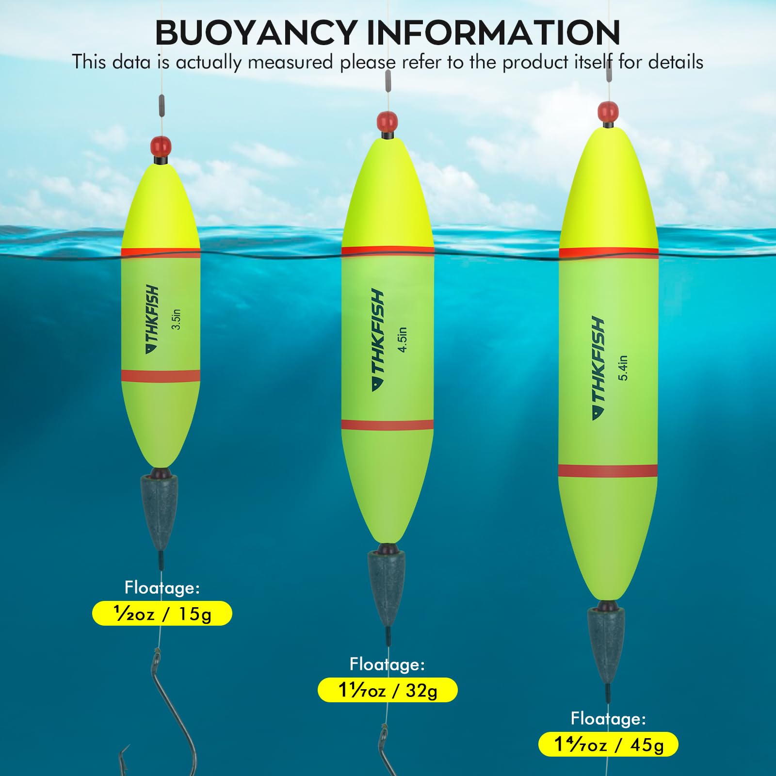 THKFISH Flotadores deslizantes, bobinas de pesca EVA-Slider-Bobbers para agua salada, pesca de agua dulce, bagre, surtido, 8 unidades, amarillo y rojo (5.4 pulgadas)
