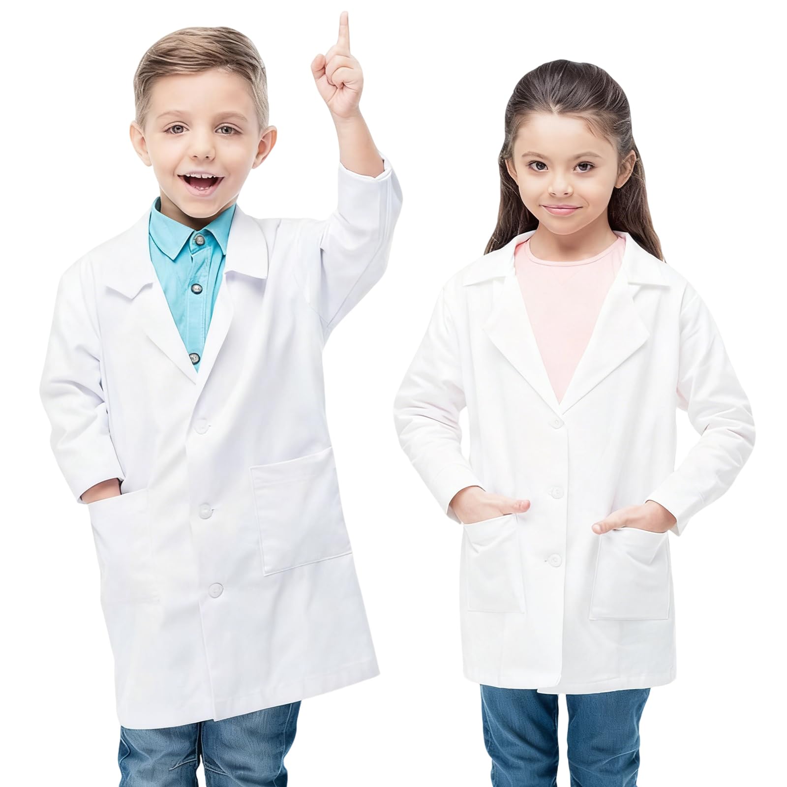 KUMARS White Lab Coat Kids, Lab Coats for Children, Boys Girls Cotton Science Lab Coats Medical Coat, Child Laboratory Coat Doctors Coat Fancy Dress for Role Play Dress Up Costumes School Student