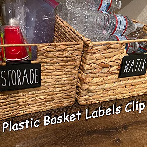 Label Holders, 18Pcs Basket Bin Labels Clip On For Baskets With 16Pcs Reusable Clear Label Cards And 2Pcs White Chalk Marker For Storage Bins Basket Boxes Label Holders #TOP3