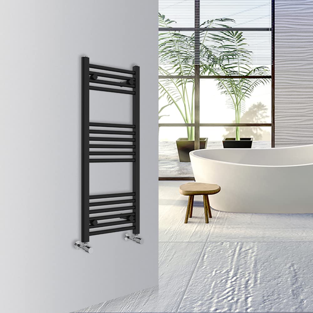 Warmehaus Straight Bathroom Heated Towel Rail Warmer 1000x400mm Black