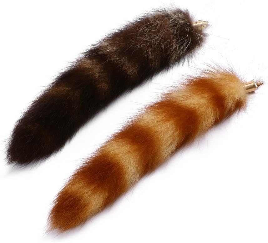 Omlopp Raccoon tail fox tail +yellow raccoon fox tail 10-12in