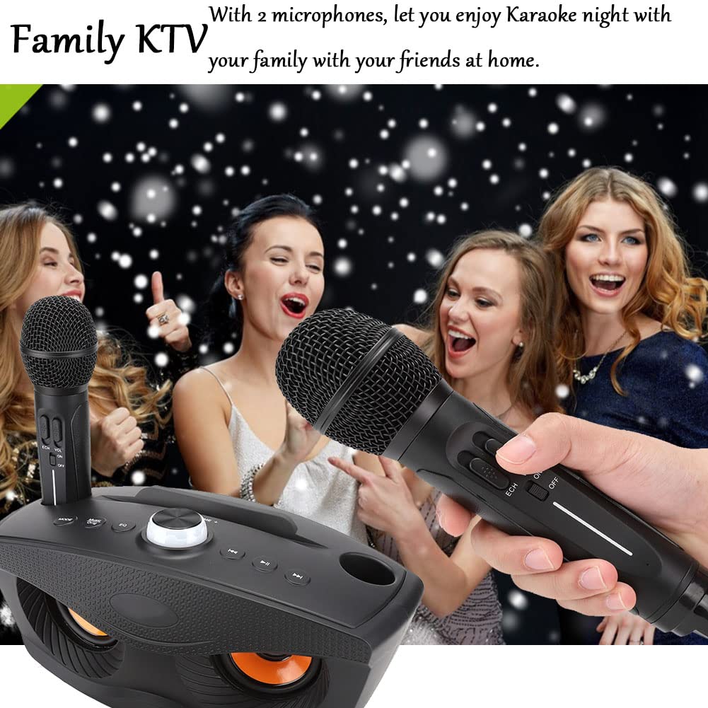 Karaoke Mikrofon, Bluetooth Lautsprecher und Mikrofon, Drahtloses Mikrofon für Innen und Außen, Tragbarer Home KTV Lautsprecher mit Verstärker, Heimkino Karaoke System (Schwarz)
