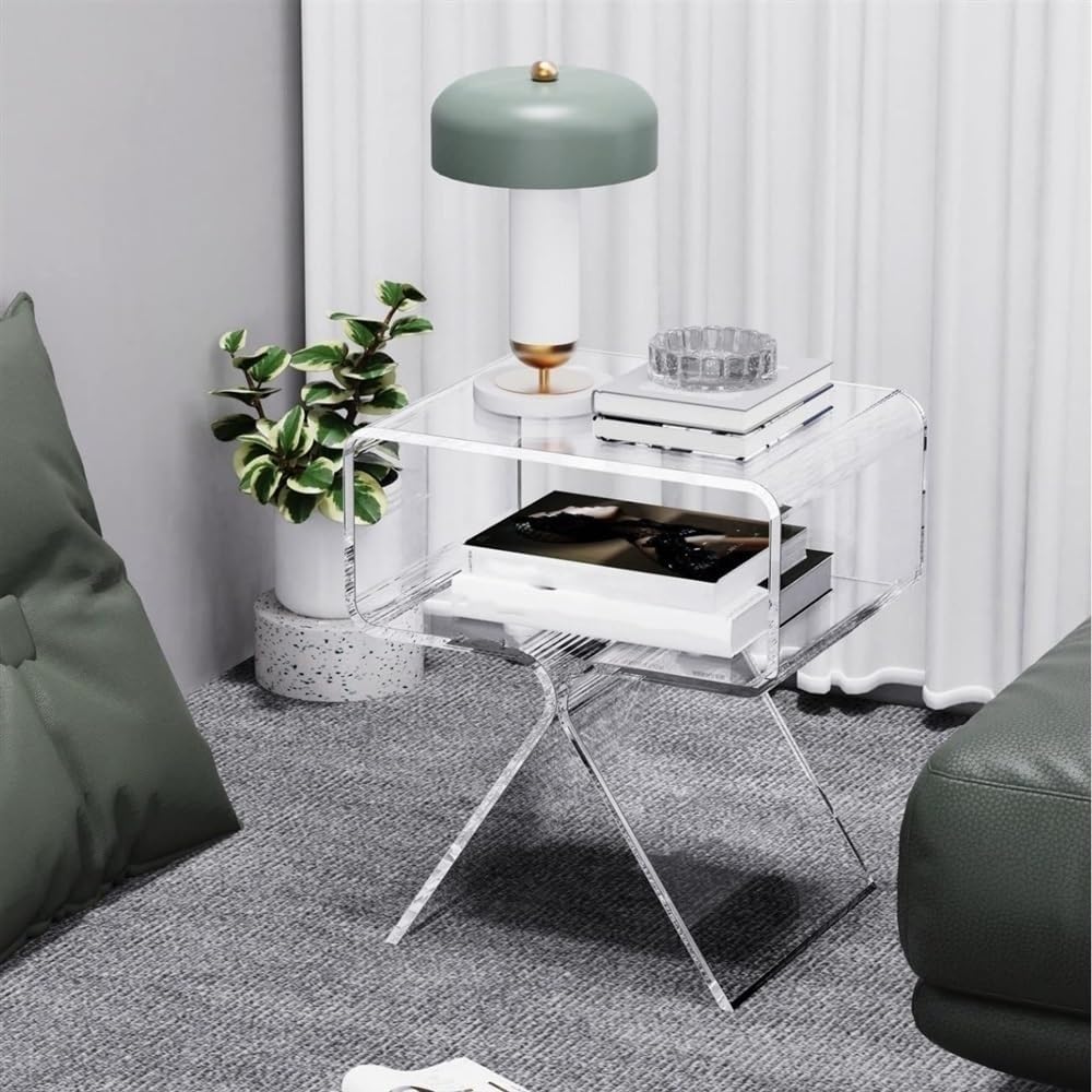 SXZenSpace Acrylic Side Table with Storage Nightstand Modern End & Coffee for Living Room Patio Office Solid Construction(Clear)
