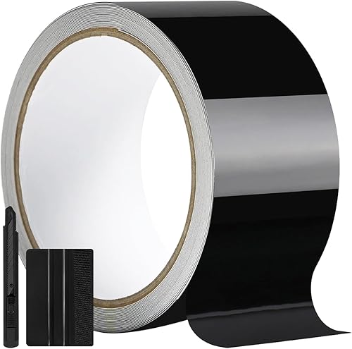 Envoltura de vinilo negro brillante de 2 pulgadas x 30 pies para cromo, protector de umbral de puerta de automóvil con canal de liberación de aire,