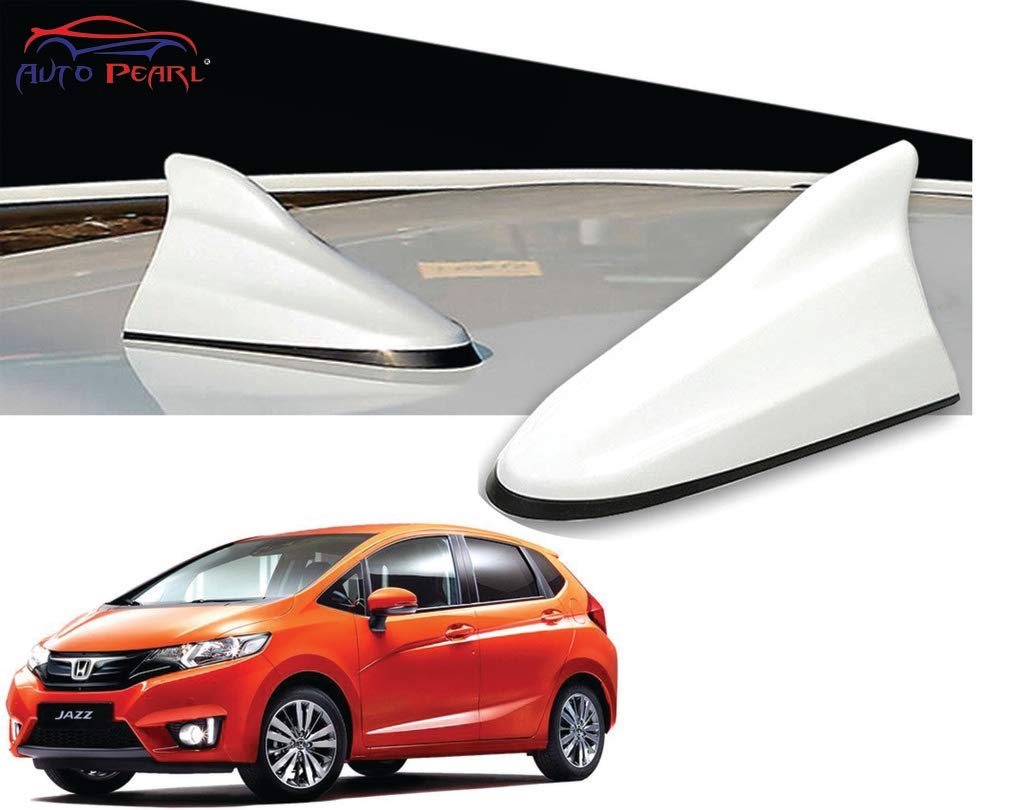 Auto Pearl Shark Fin Antenna Universal Replacement Car Antenna Roof Aerial ABS Material Waterproof Rubber Ring AM FM Radio Signal Compatiable with - Jazz - (Color White)