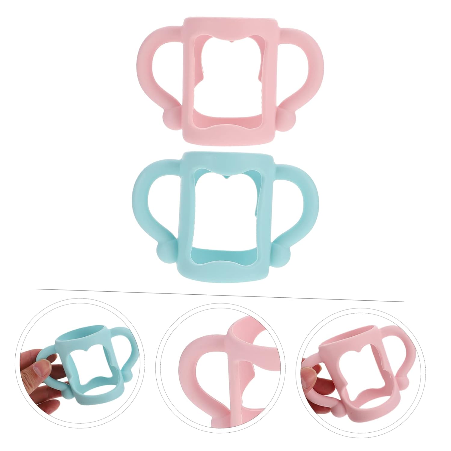 KOMBIUDA 2Pcs Universal Silicone Baby Bottle Handle Grip Toddler Trainer Easy to Hold for Infants and Boys and Girls
