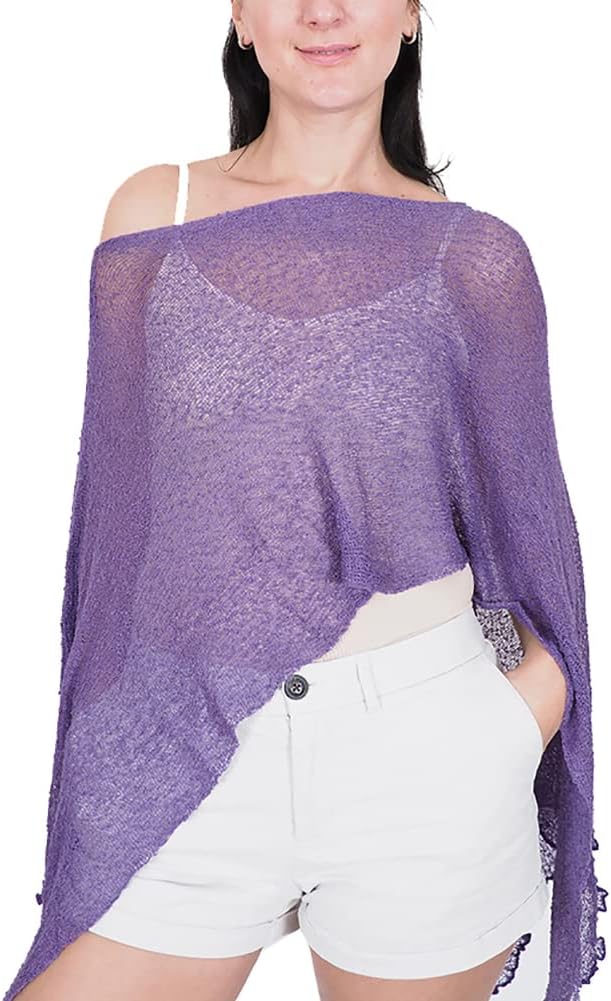 – Ladies Crochet Poncho Lace Fish Net Batwing Wrap Beach Cover Up