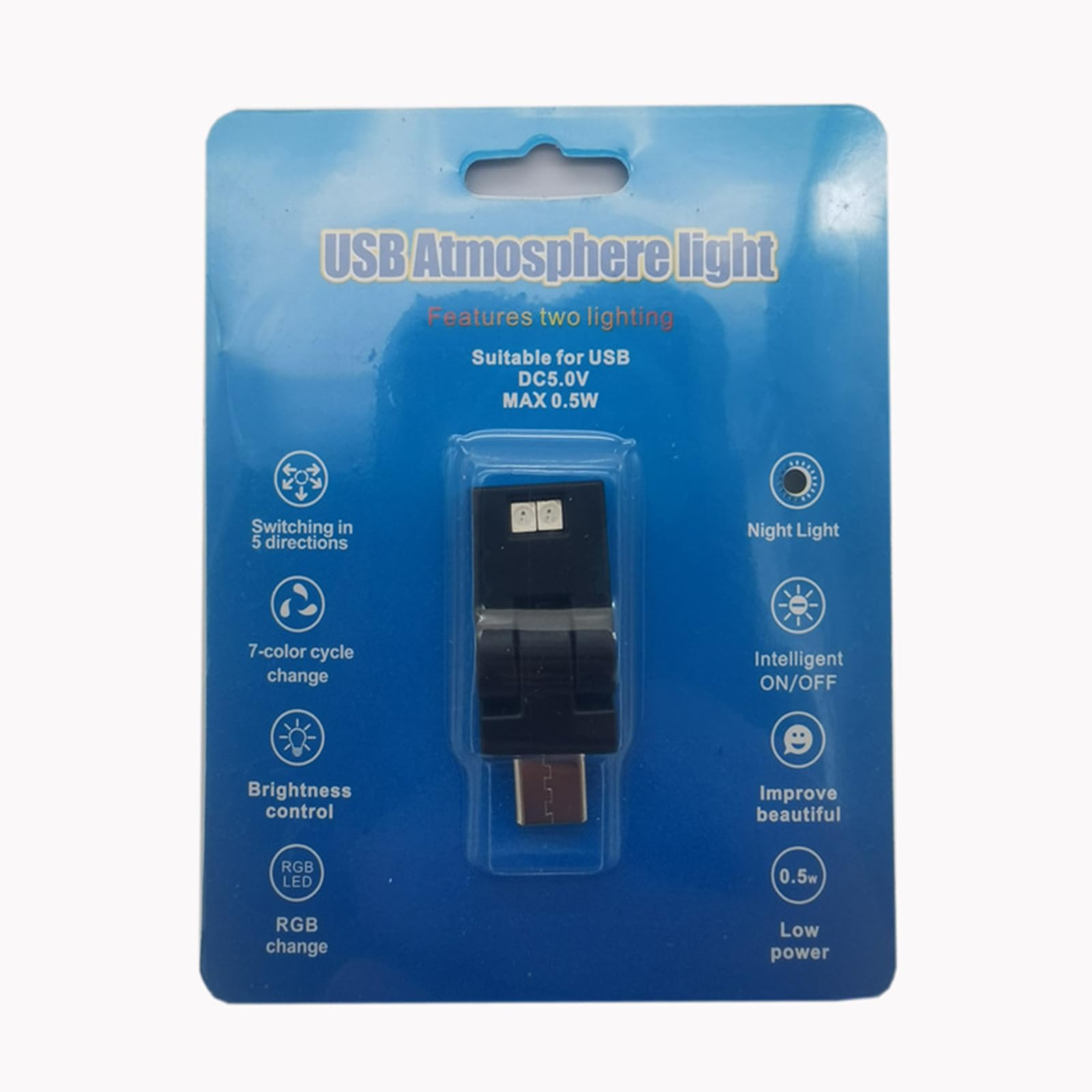 Modalità di respirazione USB C LED Lampada Direzione Luminosità regolabile Sensore automatico per interni auto Uso portatile Ricaricabile USB Tipo C Luce