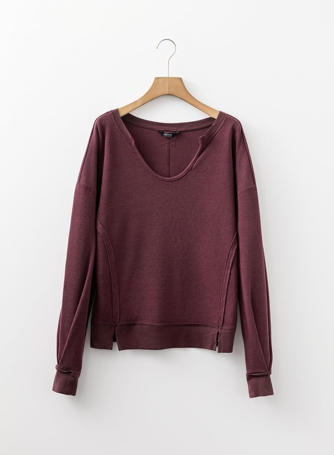 Dokotoo Womens Spring Outfits V Neck Waffle Knit Tops Cropped Sweaters Long Sleeve Pullover Crop Top - Image 6