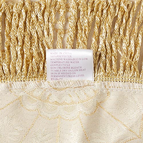 Violet Linen Prestige Damask Design Tablecloth Beige 60" Round #TOP3