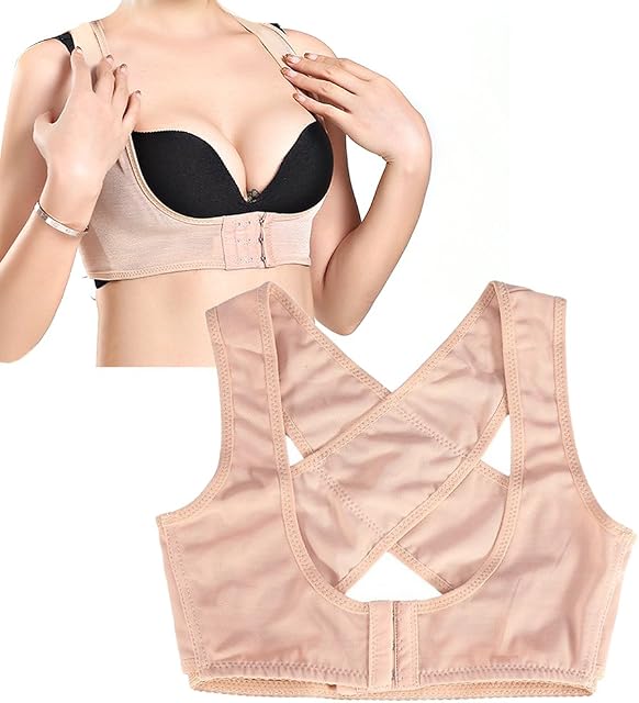 Women's Adjustable Push Up Support Straightener for Humpback Back Straightener Posture Correction Brace Bra Bra Bra Chest Support Belt (XL Skin Colour)