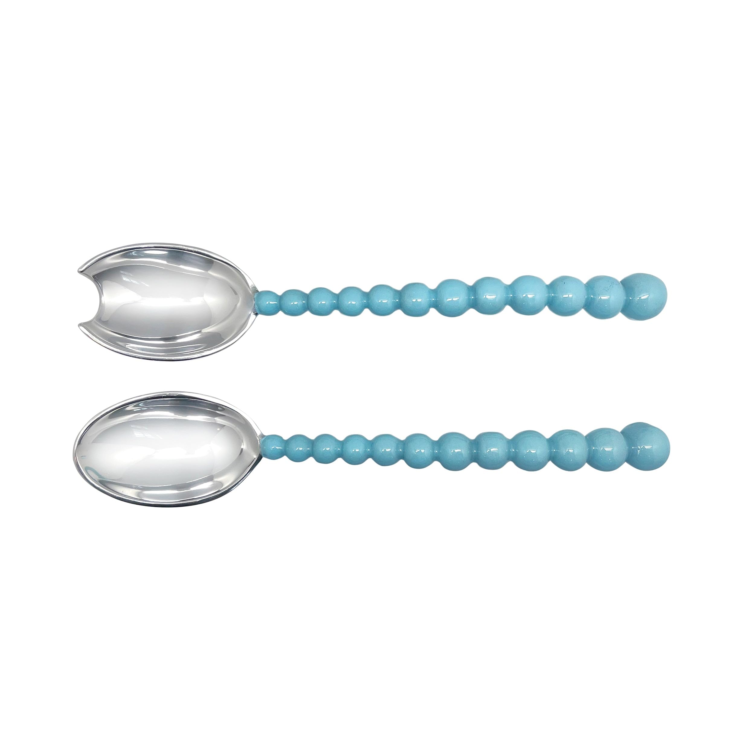 Servidores de ensalada Aqua grandes con perlas para cubiertos de mesa