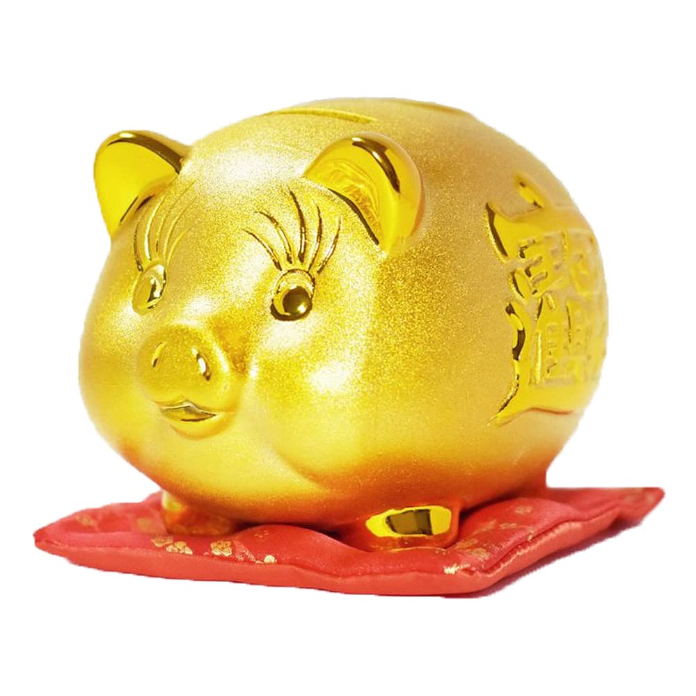 Amazon.co.jp: 金色 貯金箱 ぶた 豚 座布団つき ラッキーアイテム 開運 