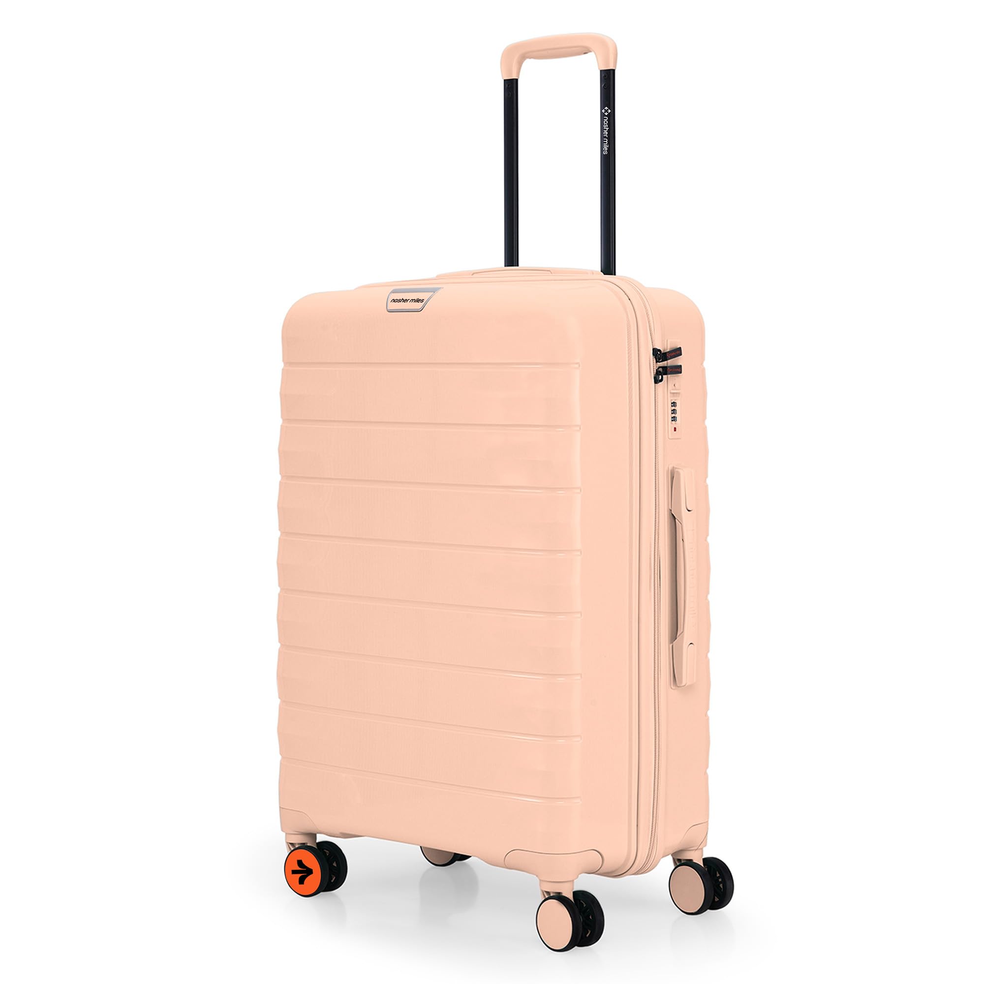 Vienna Hard-Sided Polypropylene Double Spinner Check-in Luggage 24 inch | 65cm | 8 Wheels Medium Trolley Bag for Travel | Suitcase (Peach) discount deal