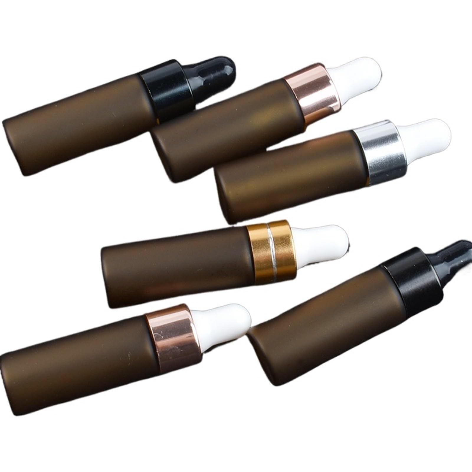 TRRYUIP Mini Pipette Dropper Bottle 30pcs 100pcs 5ml Frosted Amber Glass Dropper Bottles Refillable Empty Essential Oil For Massage Pipette(Black With white,30pcs)