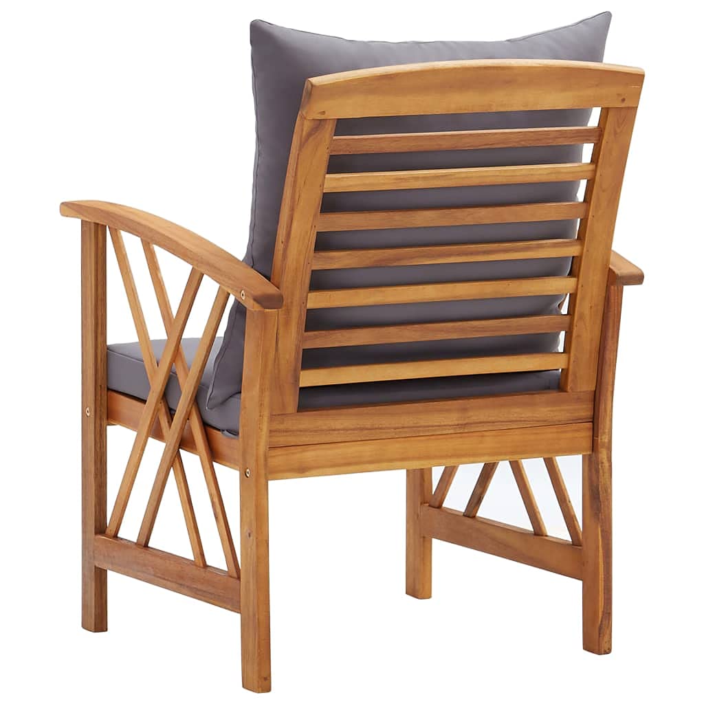 vidaXL 2X Madera Maciza Acacia Sillas de Jardín con Cojines Asiento Mobiliario Muebles Cocina Hogar Comedor Restaurante Exterior con Respaldo
