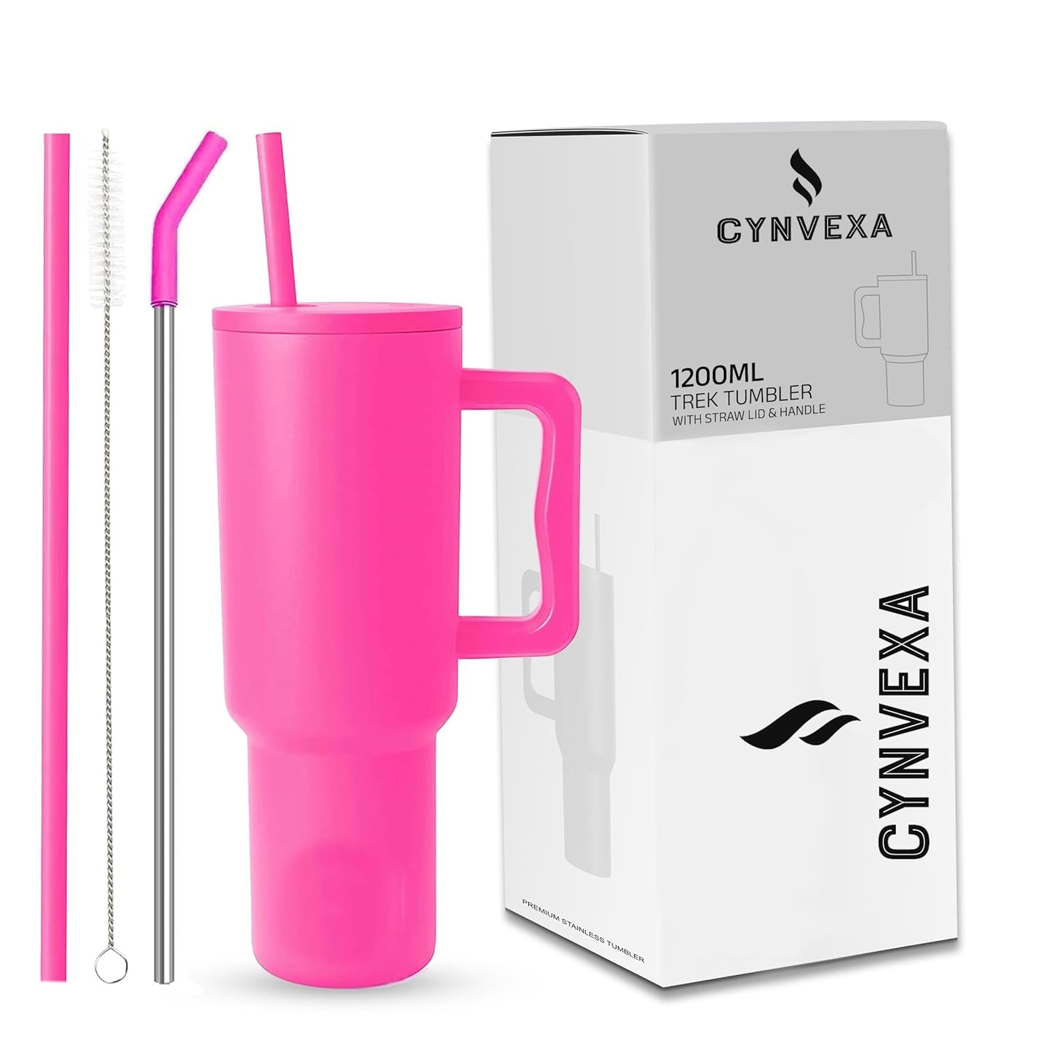 CYNVEXA Tumbler with lid and Straw 1200ML Cup Stainless Steel Vacuum Insulated Tumbler for Water, Iced Tea or Coffee 1.2L Office Gym Travelling (40-OZ- Raspberry Pink)