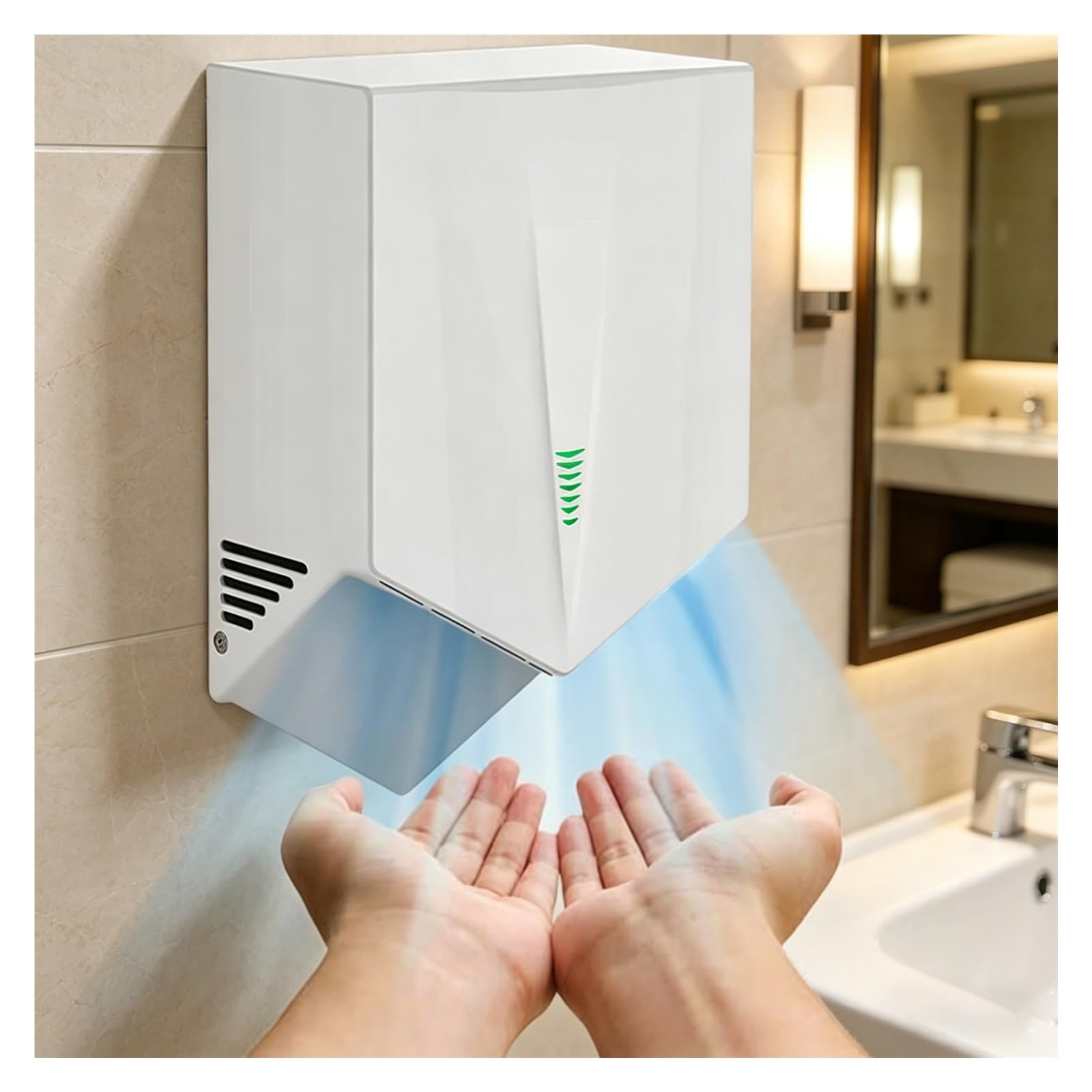 Asciugamani Senza Contatto, Asciugamani Elettrico Automatico con Sensore, Montaggio A Parete,gienico per Bagni Pubblici E Uffici,Asciugatura Rapida 5-8s(White)