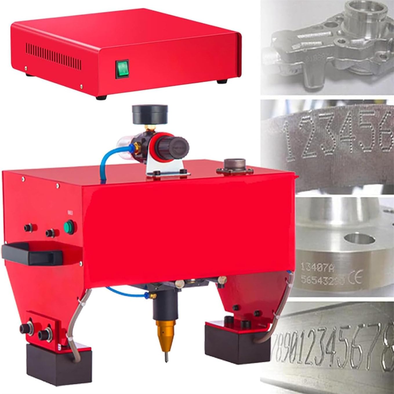 ZMJGLL 170x110mm Handheld Pneumatic Dot Peen Metal Marking Engraving Machine,Number Engraver Marking Machine For VIN/Code/Chassis Number, Depth: 0.01-1mm