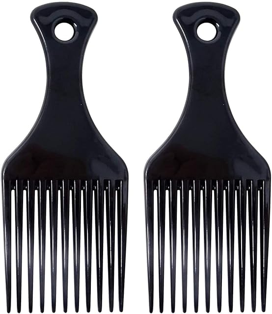 2 Pcs Afro Hair Comb - Black Professional Styling Heat Resistant Afro Comb, Wide Tooth Hair Pick Comb Hairdressing Styling Tool for Natural Curly All Hair Types Salon Hair Styling Supplies