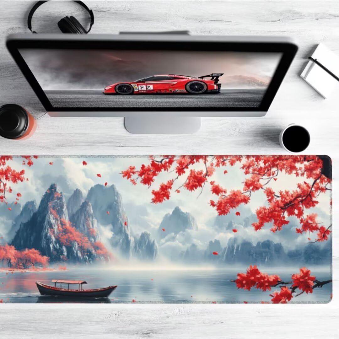 Gaming Mauspad XXL China Großes Mousepad 1200 * 500mm rutschfeste Schreibtischunterlage Japan Mouse Pad mit Vernähte Kanten Verbessert Desk Mat Mauspad Groß Geschwindigkeit und Präzision für Gaming
