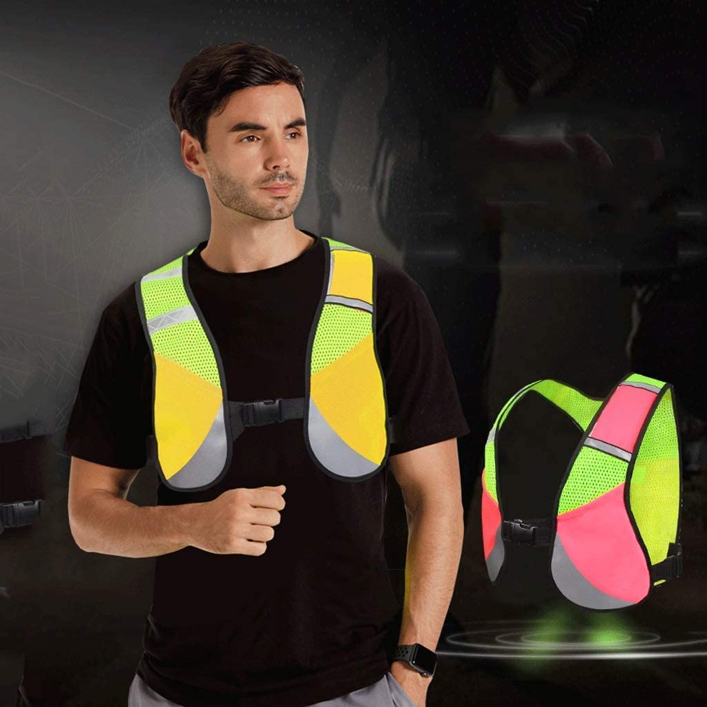 Chaleco reflectante de alta visibilidad Chaleco reflectante de seguridad ajustable para correr de noche, andar al aire libre, caminar, trotar, chaqueta reflectante de seguridad (talla única F)