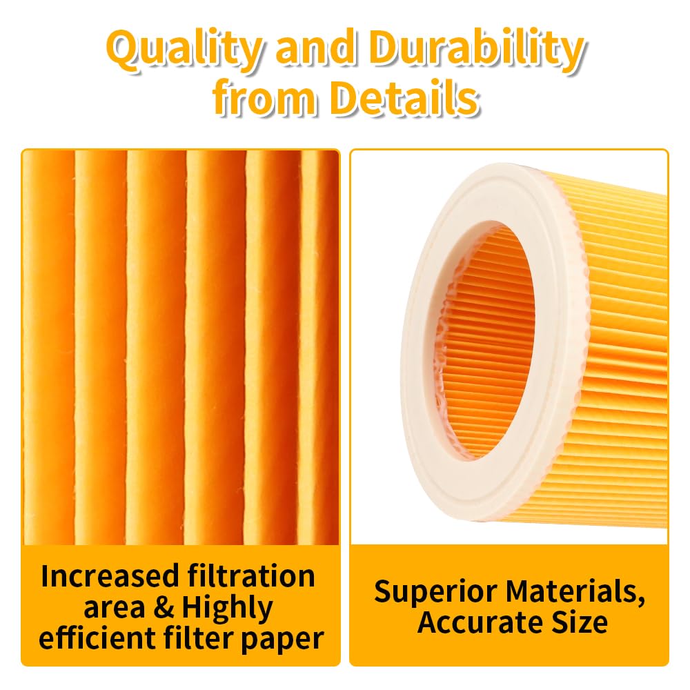 4 filtri per aspirapolvere Kärcher WD3, WD2, MV, A, K, KNT, NT, SE, VC, 4 filtri + 4 viti di chiusura per karcher wd3 filtri, chi soffre di allergie contro gli odori delle polveri sottili