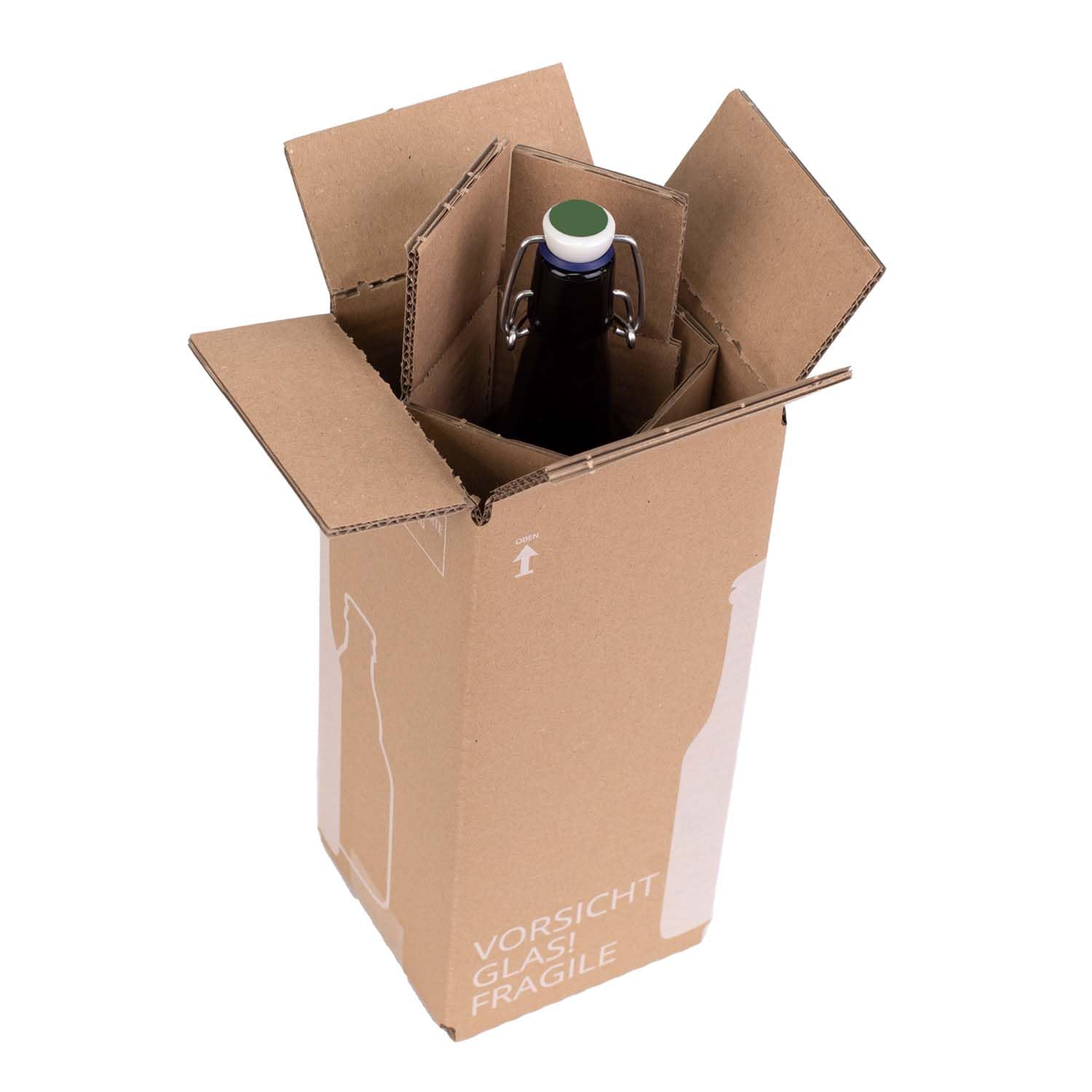 smiley pack Flaschenversandkarton Bier 0,5 L für 1 Flasche – 20 Stück