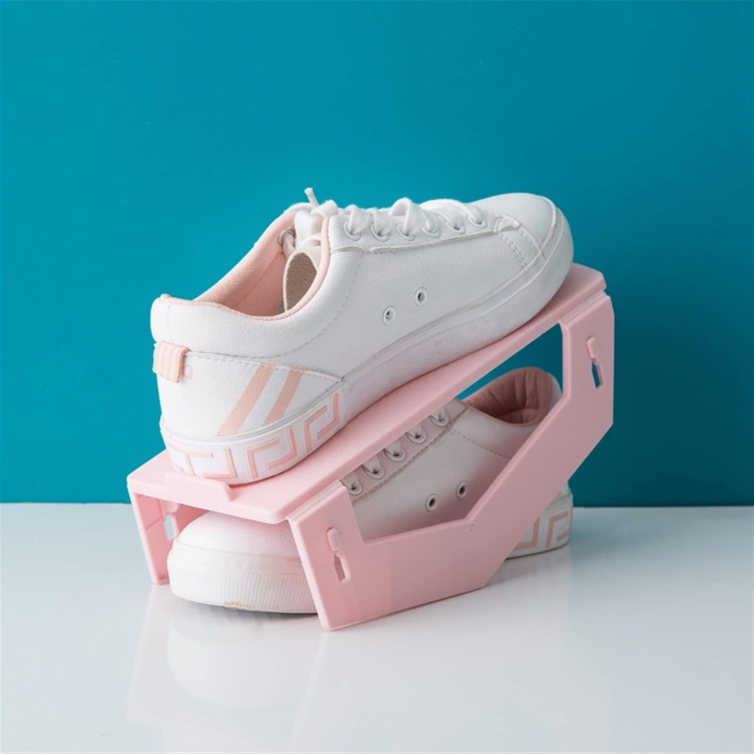 Shoe Slots, Shoe Holder Adjustable Rack Double Layer Organizer Storage Stand Shelf Support(Green)