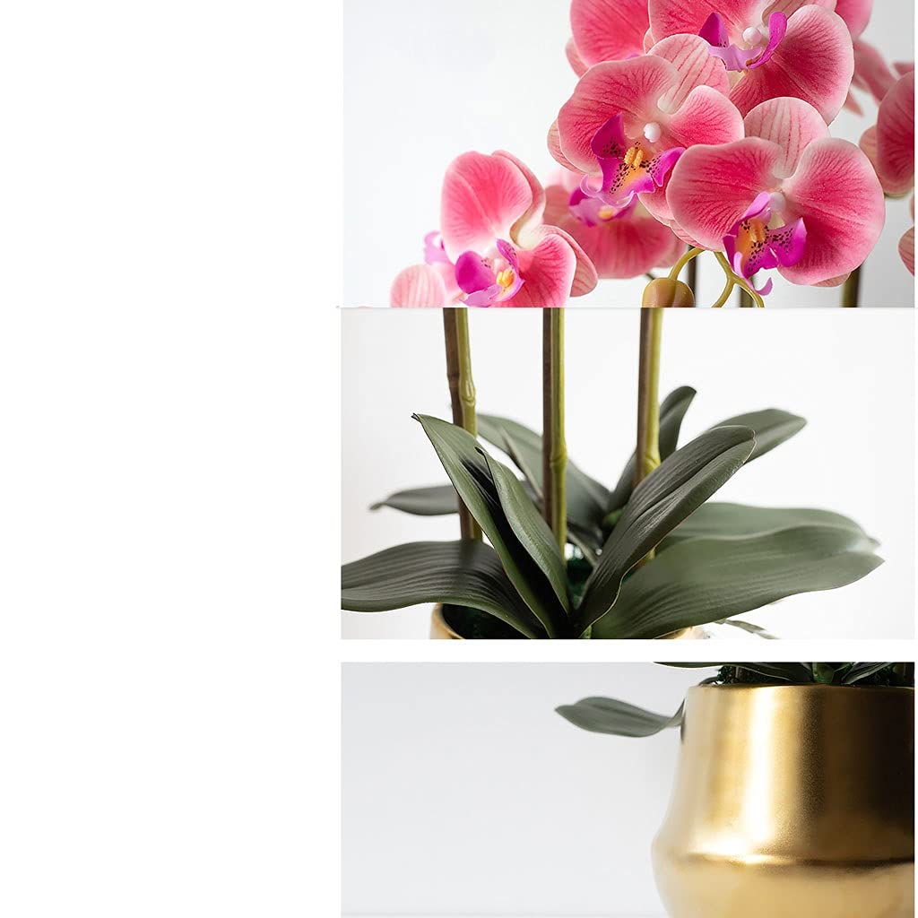 Flores Artificiales Ramo de Phalaenopsis con jarrón, Manualidades de plástico, Ideal para Sala de Estar, Fiestas, Bodas, decoración de ofici