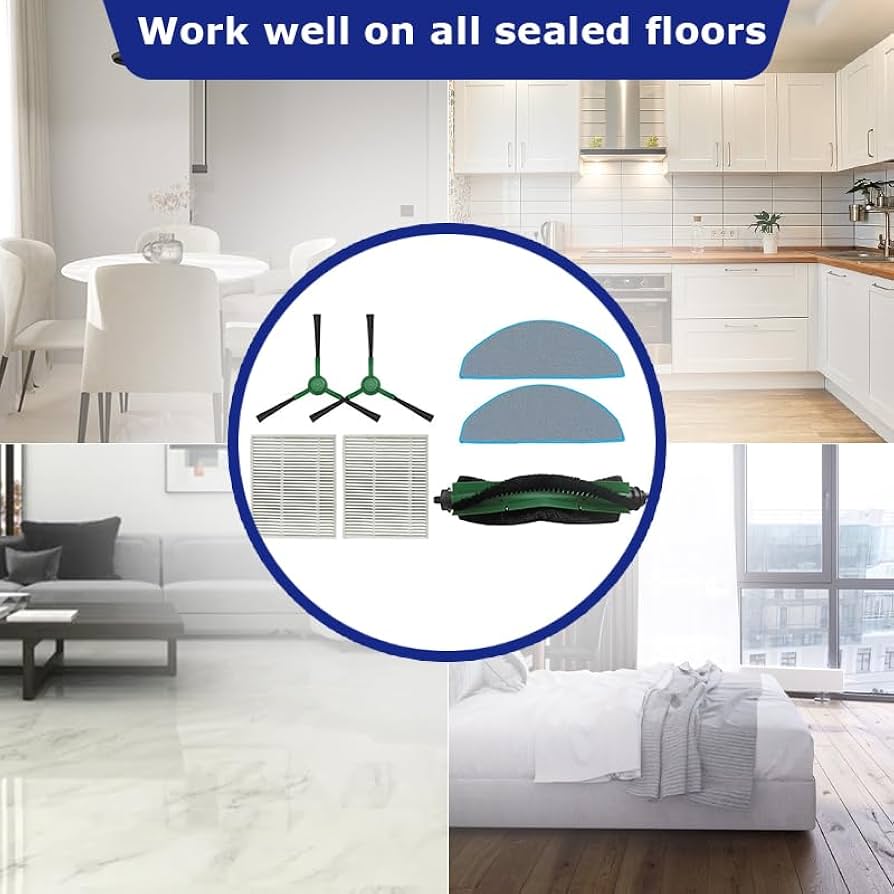 Amazon.com: 7pcs Main Brush + Side Brush + HEPA Filter + Mop Cloth