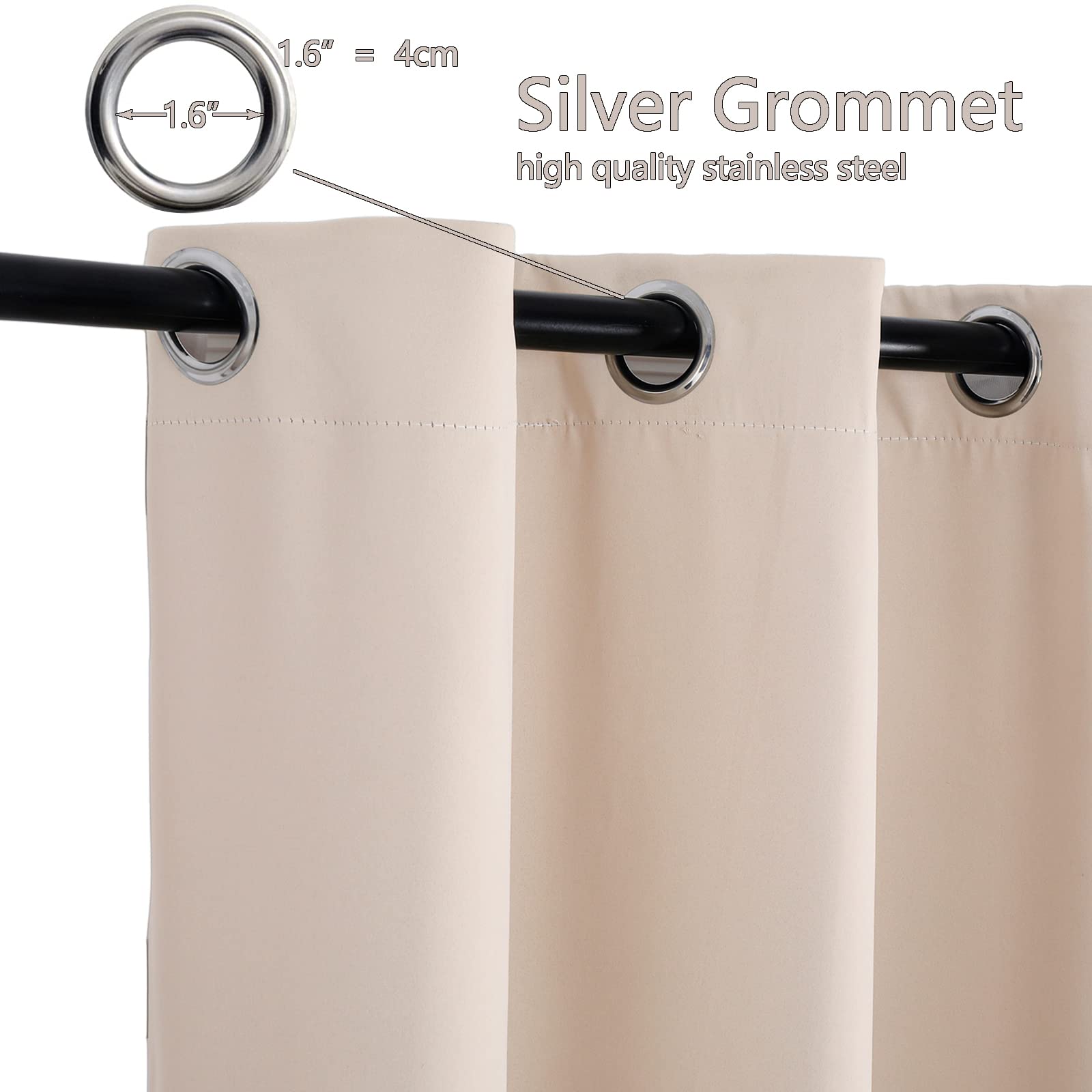 Tenda impermeabile da esterno per pergolato da giardino beige antivento drappeggio con occhiello staccabile a prova di scolorimento 73,7 x 114,3 cm, 1 pezzo
