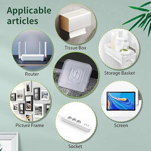 Miniatura 5 de Soporte para colgar placas de pared, 22 pares de soportes verticales invisibles para platos, ganchos adhesivos para pared, ganchos de plástico sin